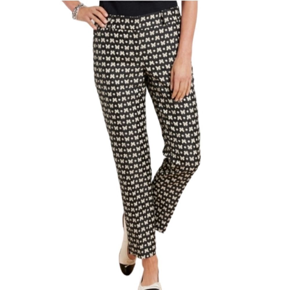 Talbots Hampshire Ankle Pant in Black with White Butterflies NEW